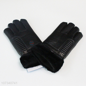 Latest design mens thermal windproof pu leather sports cycling gloves