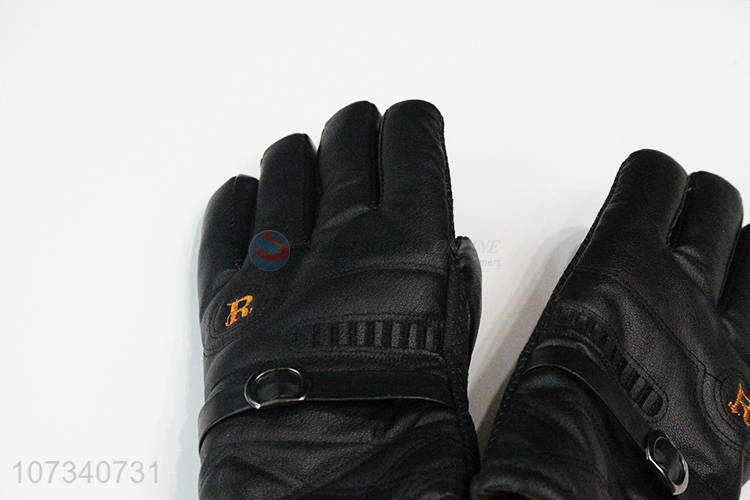 New arrival adult winter pu leather sports gloves men ski gloves