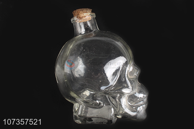 Creative desgign skull shape glass candy jar glass cookie container