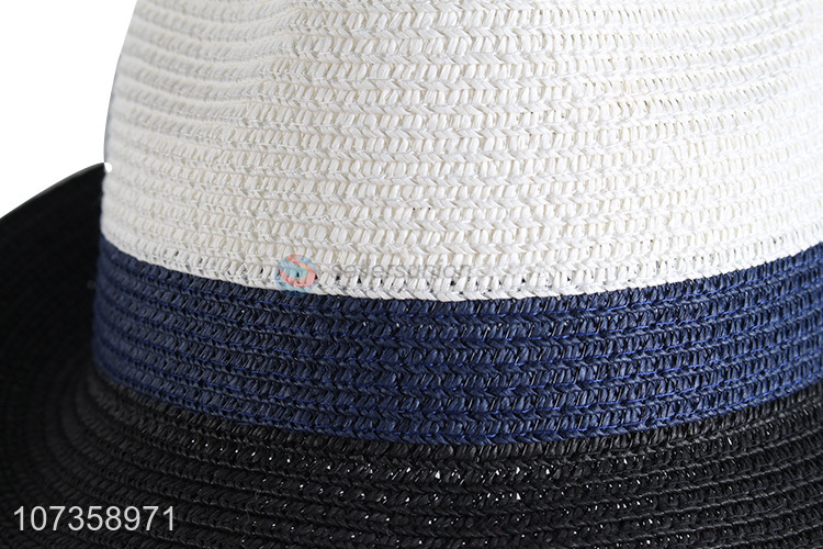 New Style Mens Color Matching Straw Fedora Hats