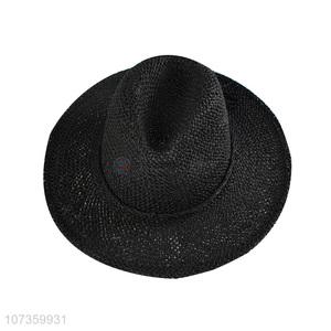 New Design Handmade Straw Hat Black Summer Sunhat