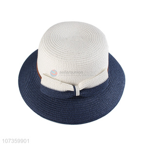 New Style Color Matching Round Cap Straw Hat