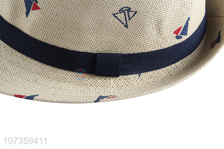 New Design Straw Fedora Hat Decorative Sun Hat