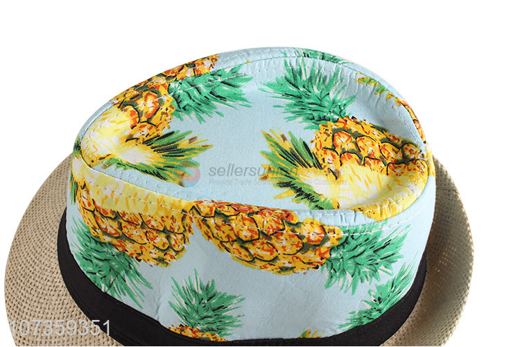 Fashion Pineapple Pattern Billycock Summer Fedora Hat