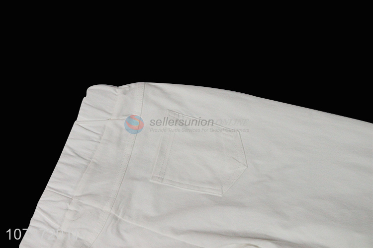 Best Quality White Casual Pants With Lace Hem