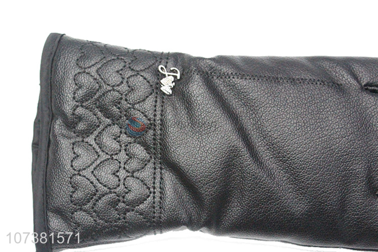 Custom Comfortable Winter Warm Washed Leather Gloves For Women