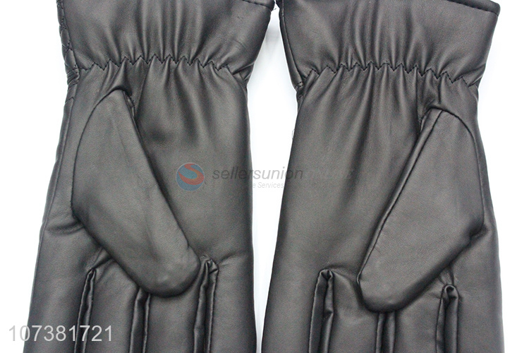 New Fashion Black Washed Leather Gloves For Women Lady