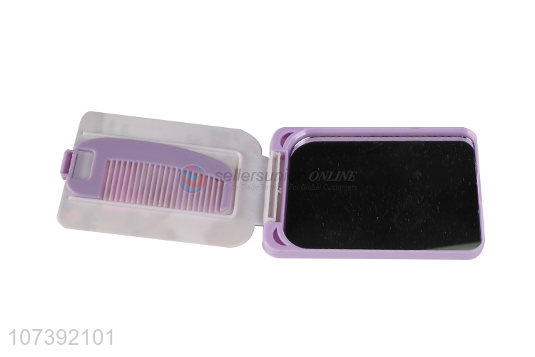 Suitable Price Plastic Rectangle Compact Folding Travel Mirror Comb Set