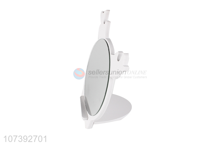 Wholesale White Deer Ears Design Single Side Wooden Desktop Makeup Mirror