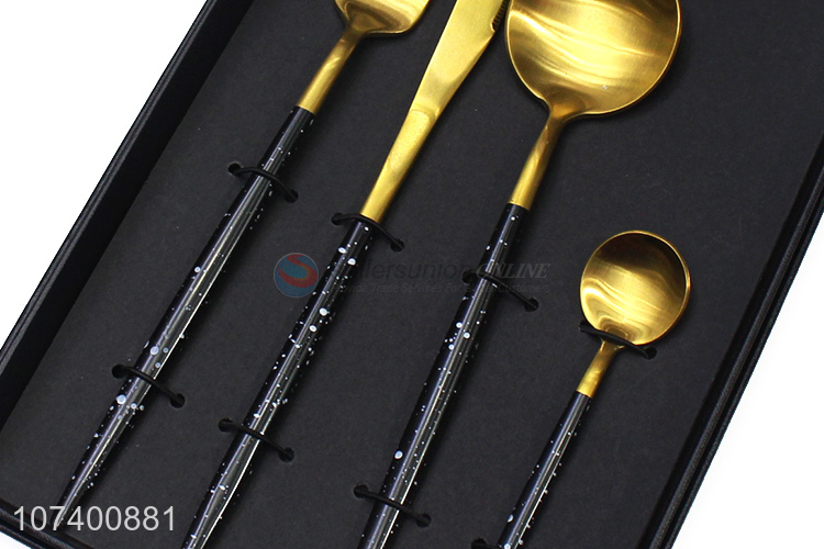 New design luxury stainless steel cutlery metal tableware set