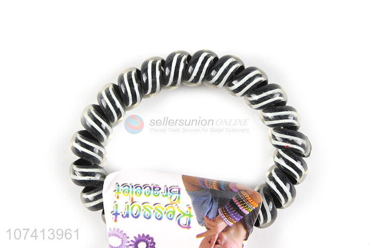 China supplier stripes printed elastic telephone wire bracelet for children