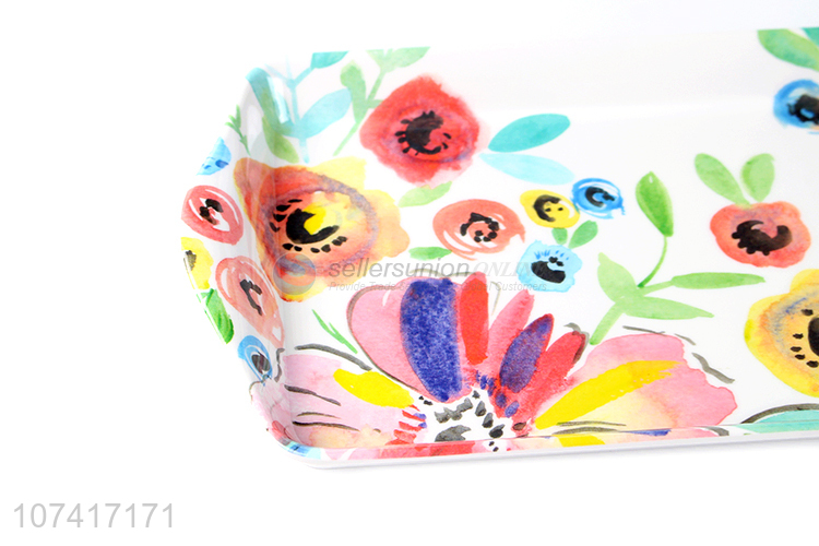 Factory Wholesale Flowers Printed Melamine Serving Tray