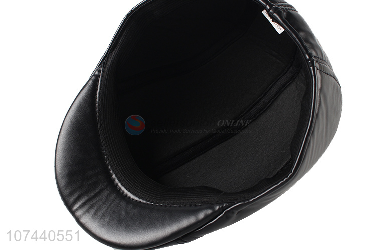 New products pu leather newsboy cap adults winter peaked cap