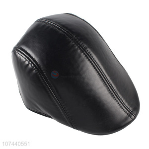 New products pu leather newsboy cap adults winter peaked cap