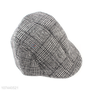 High quality fashion houndstooth peaked cap woolen winter caps