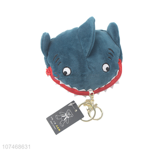 Good quality cute cartoon shark coin purse with key ring