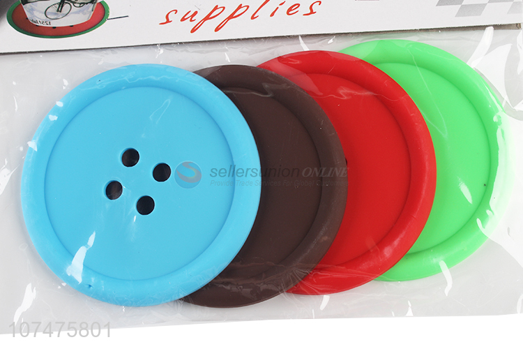 Popular products round button shape silicone coasters silicone cup mats
