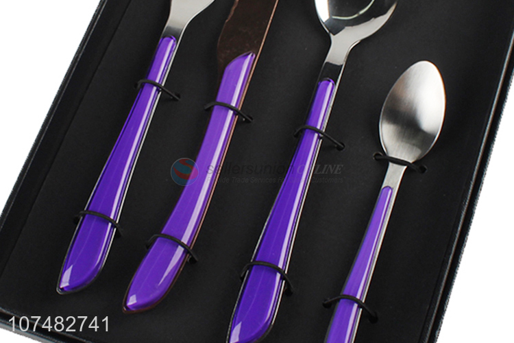 Custom Purple Handle Stainless Steel Cutlery Set Gift Set