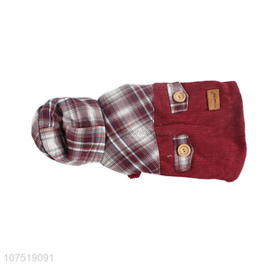 Bottom price dog apparel check pattern corduroy dog jacket coat