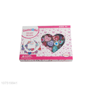 Good quality kids diy beads set heart shape beads for bracelet making