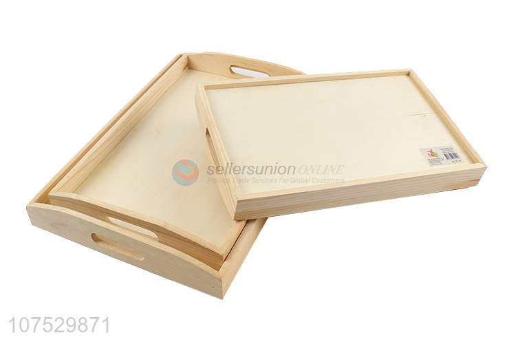 Hot sale rectangular wooden breakfast serving tray with handles