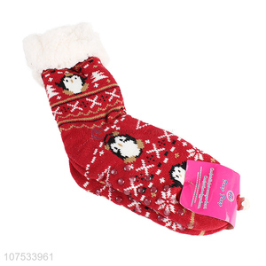 Promotional women indoor slipper socks with plush lining