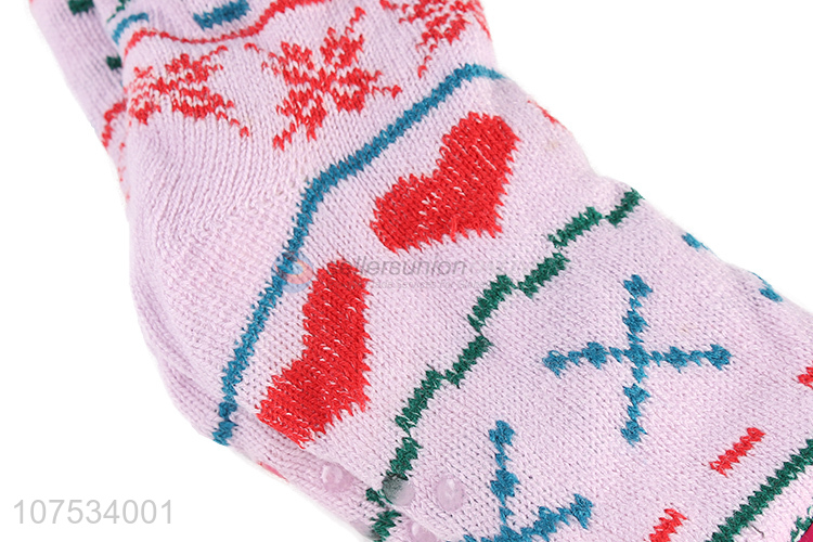 New arrival women knitted fleece lined socks for winter