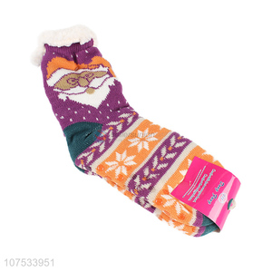 New design ladies indoor socks fleece lining floor socks