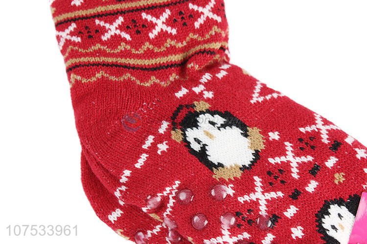 Promotional women indoor slipper socks with plush lining