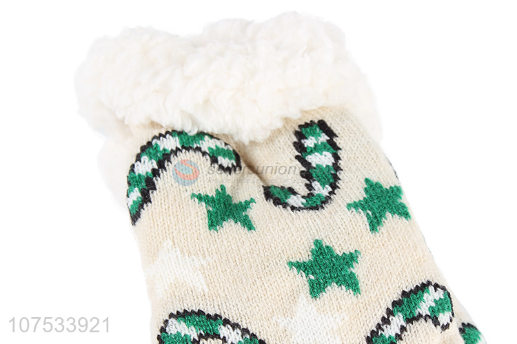 Latest design women winter socks fleece-lined slipper socks