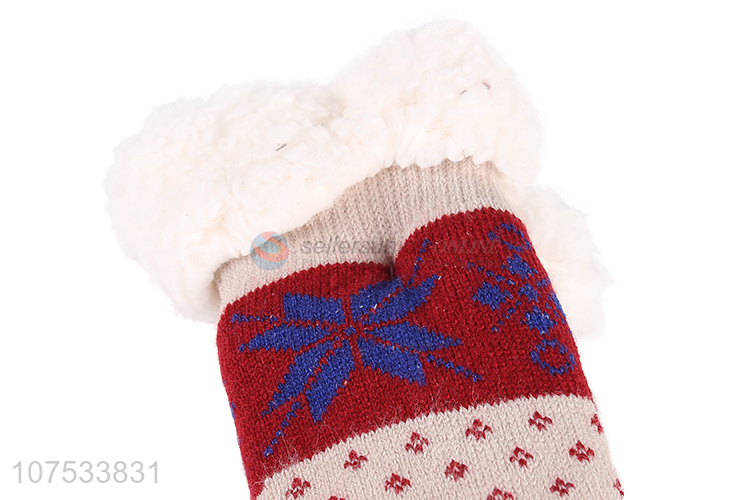 Hot products women knitted fleece lined socks for winter