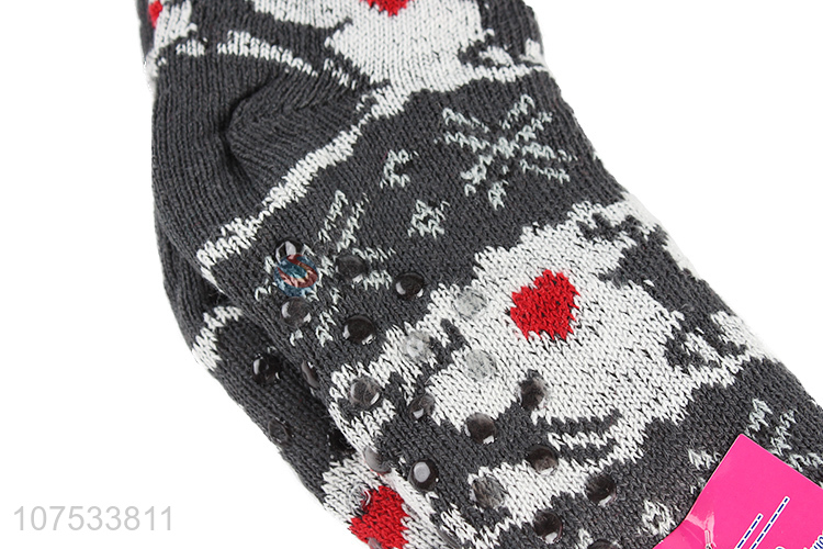 Factory direct sale women thermal slipper socks with fleece lining