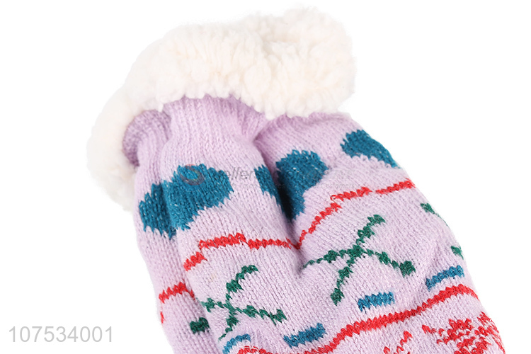 New arrival women knitted fleece lined socks for winter