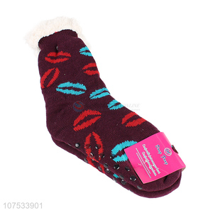 Excellent quality ladies winter knitted jacquard floor socks