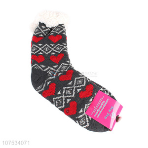 Factory direct sale women winter socks fleece-lined slipper socks