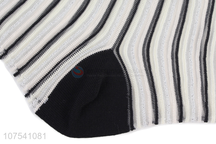 Custom Fashion Striped Socks Ladies Breathable Short Socks