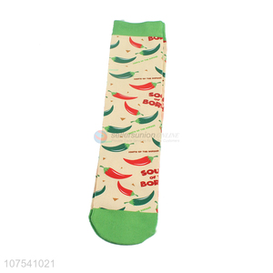 Hot Sale Colorful Pepper Pattern Socks Fashion Ladies Sock