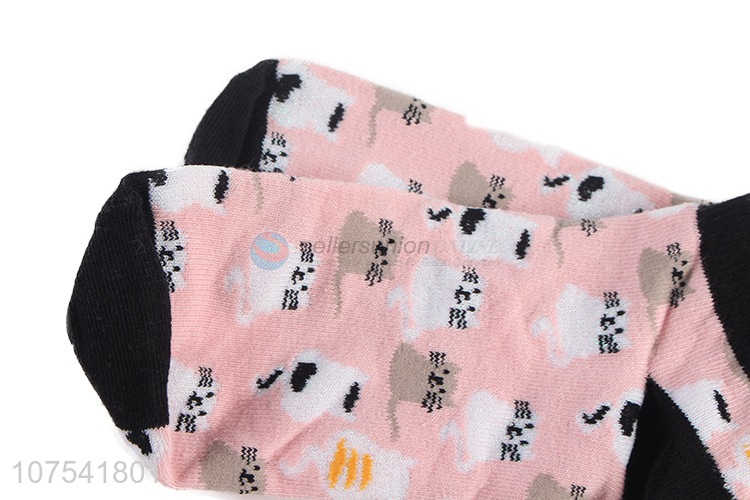 High Quality Cartoon Animal Pattern Short Socks Ladies Sock