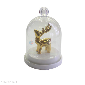 Wholesale Gold Deer Design Luxury Jewelry Ring Holder Ceramic Crafts Ornaments With Glass Lid