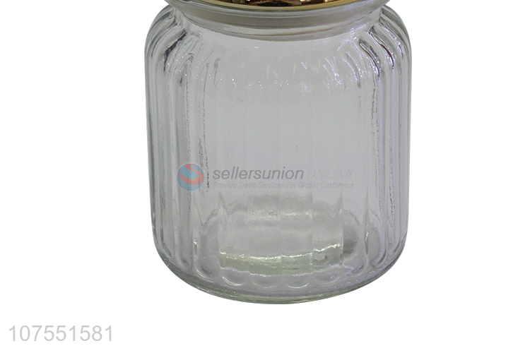 Top Selling Clear Glass Jar With Gold Deer Shape Ceramic Lid