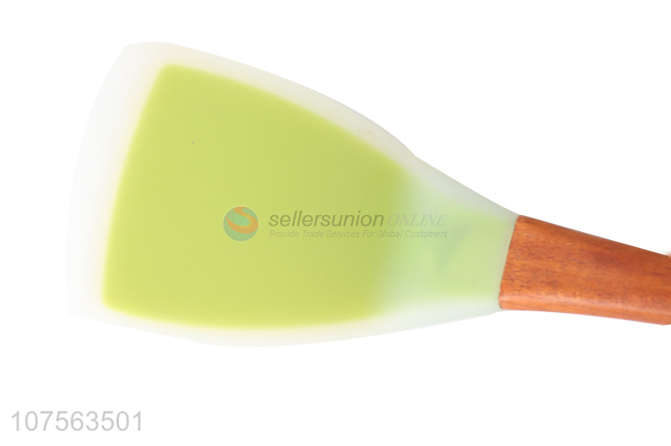 Custom logo cooking tools translucence silicone turner with wooden handle