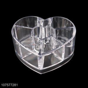 Wholesale Heart Shape Design Clear Plastic Cosmetic Organizer