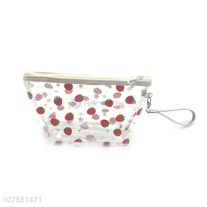 Best selling strawberry printed pvc wash bag toiletry makeup bag