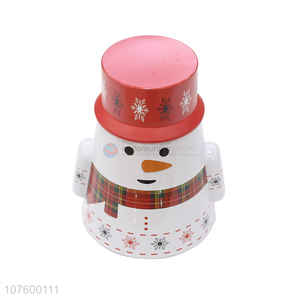 Cartoon Snowman Shape Christmas Decoration Candy Box Tin Box Storage Box