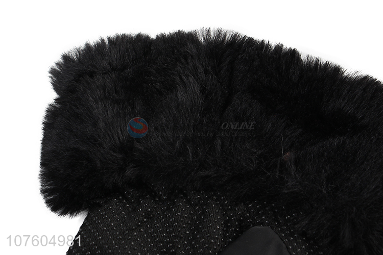 Hot products fashion winter warm gloves driving gloves with faux fur