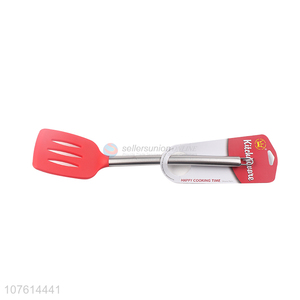 Promotional stainless steel handle silicone slotted turner kitchen products