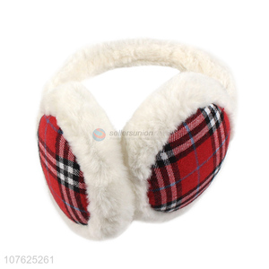 Good sale fashion plaid plush ear muff fuzzy polyester ear covers