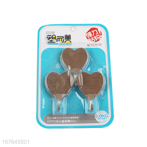 Custom Heart Shape Brown Wall Sticky Hook Fashion Coat Hanger