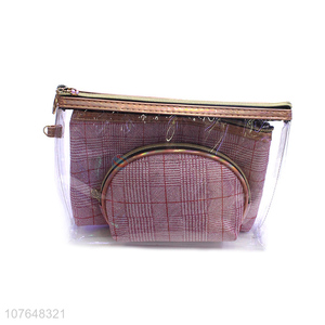 Good Quality Classic Plaid Makeup Bag Set For Women