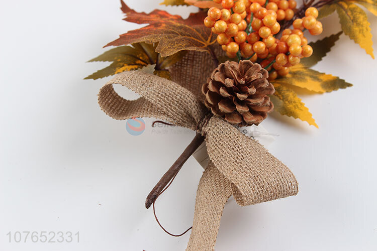 Flower arrangement parts ornaments autumn hanging branches with vintage ribbons
 